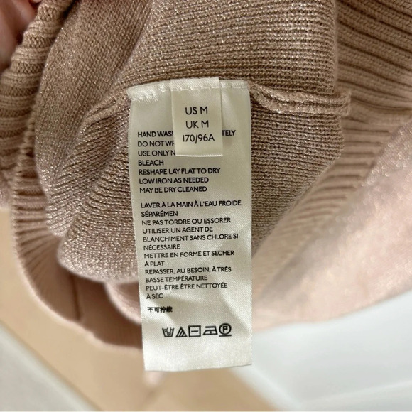 Free People Starry Night Shimmer Sweater Pullover Cream Metallic Holiday Party M - Picture 6 of 9